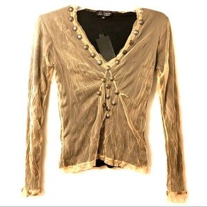 NWT! Gold Bead Embellished Blouse- Small/36